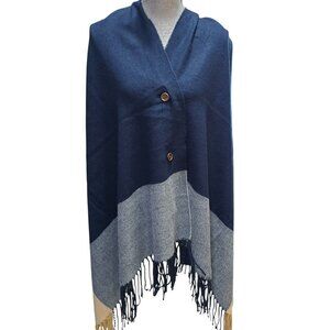 HB By Harve' Bernard Women's Navy Button Front Shawl